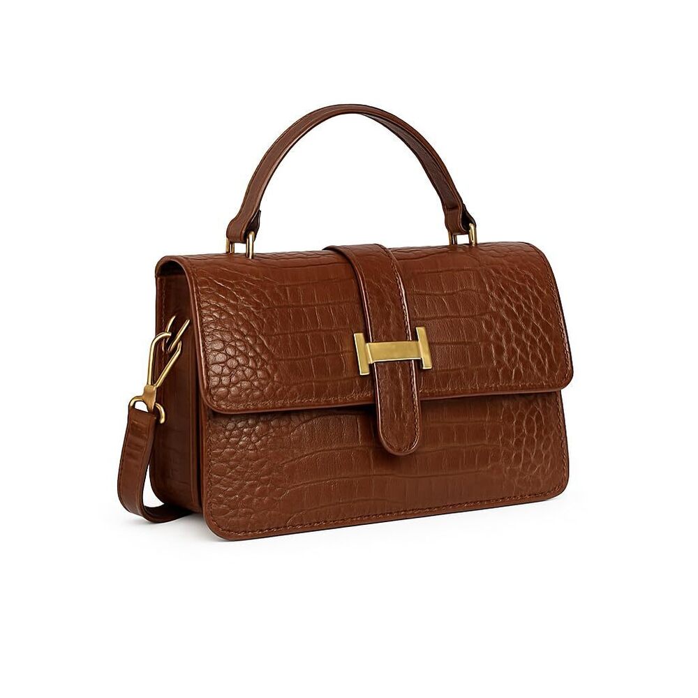 6677 ’s Croc-Embossed Crossbody Handbag – Small Shoulder Purse with Top